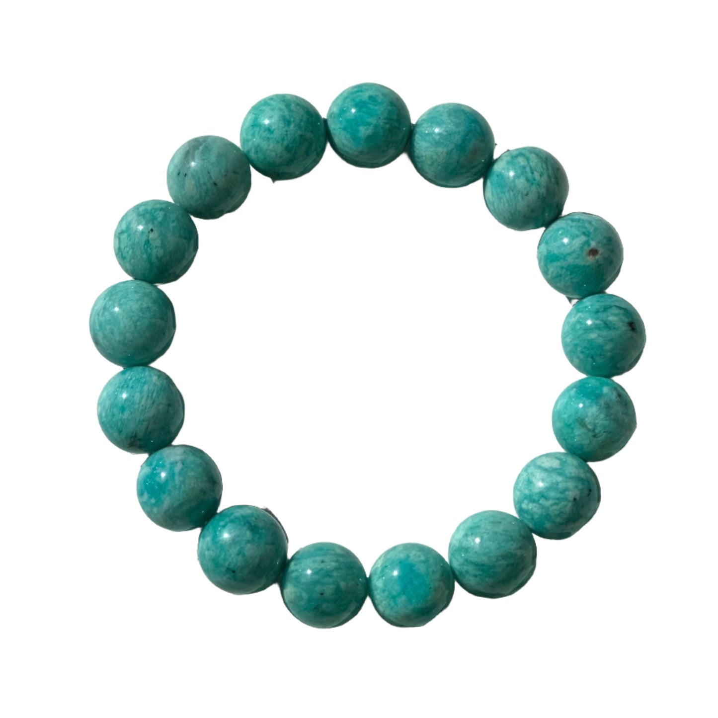 Amazonite bracelet with 15mm beads for calming and balancing energies.