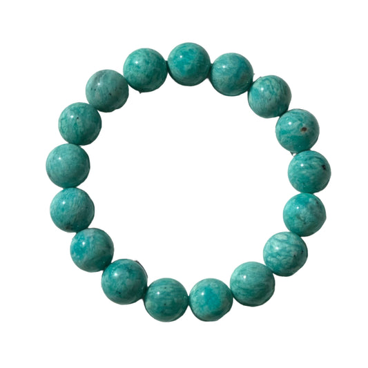 Amazonite bracelet with 15mm beads for calming and balancing energies.