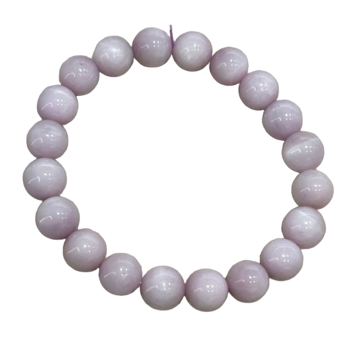 Kunzite bracelet with 10mm beads offering calming and confidence-boosting properties for mothers and children.
