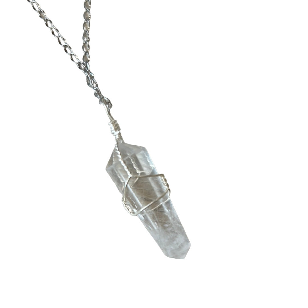 Clear Quartz Double Terminated Point Healing Stone Pendant Necklace