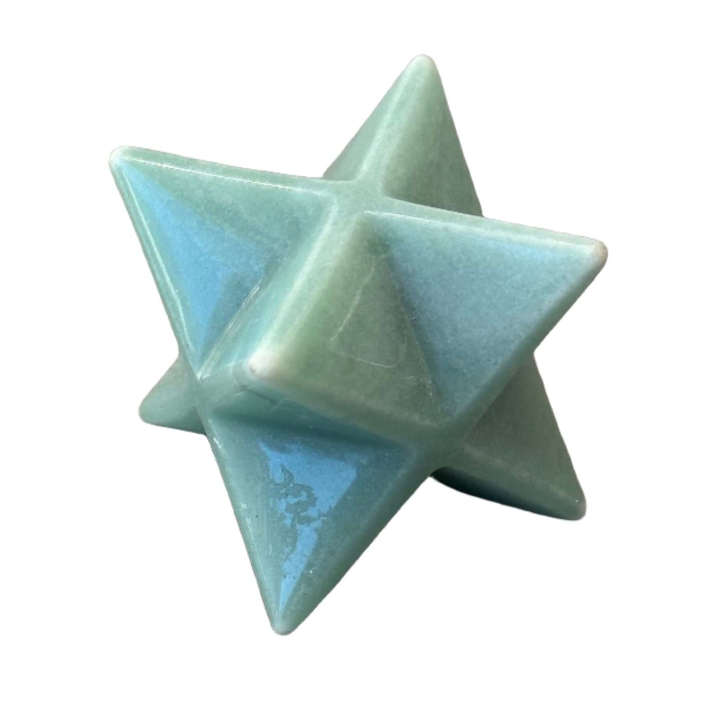 Green Aventurine Merkaba crystal, 129g, promotes healing, compassion, and balance of energies.