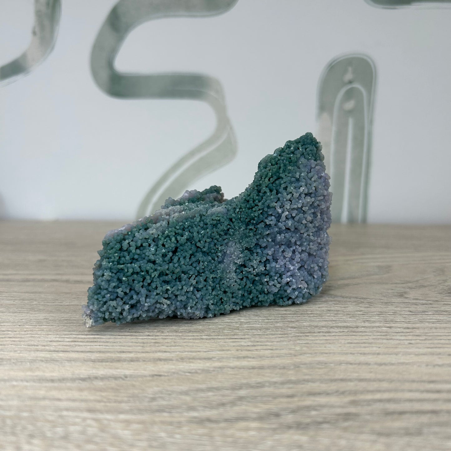 Grape Agate Free Form crystal, 212g, known for healing properties, inner strength, stress relief, meditation, blue and purple tones.