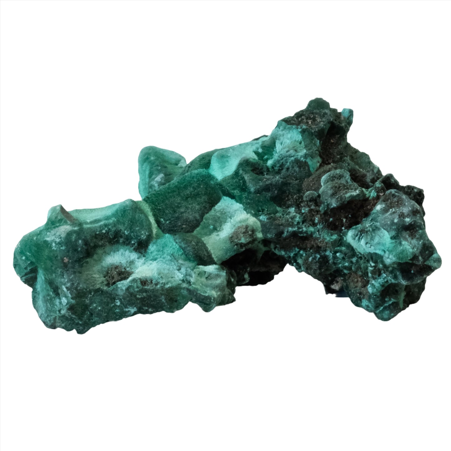 Raw malachite gemstone in vibrant green, weighing 333g, believed to offer healing properties for physical, emotional, and spiritual well-being.