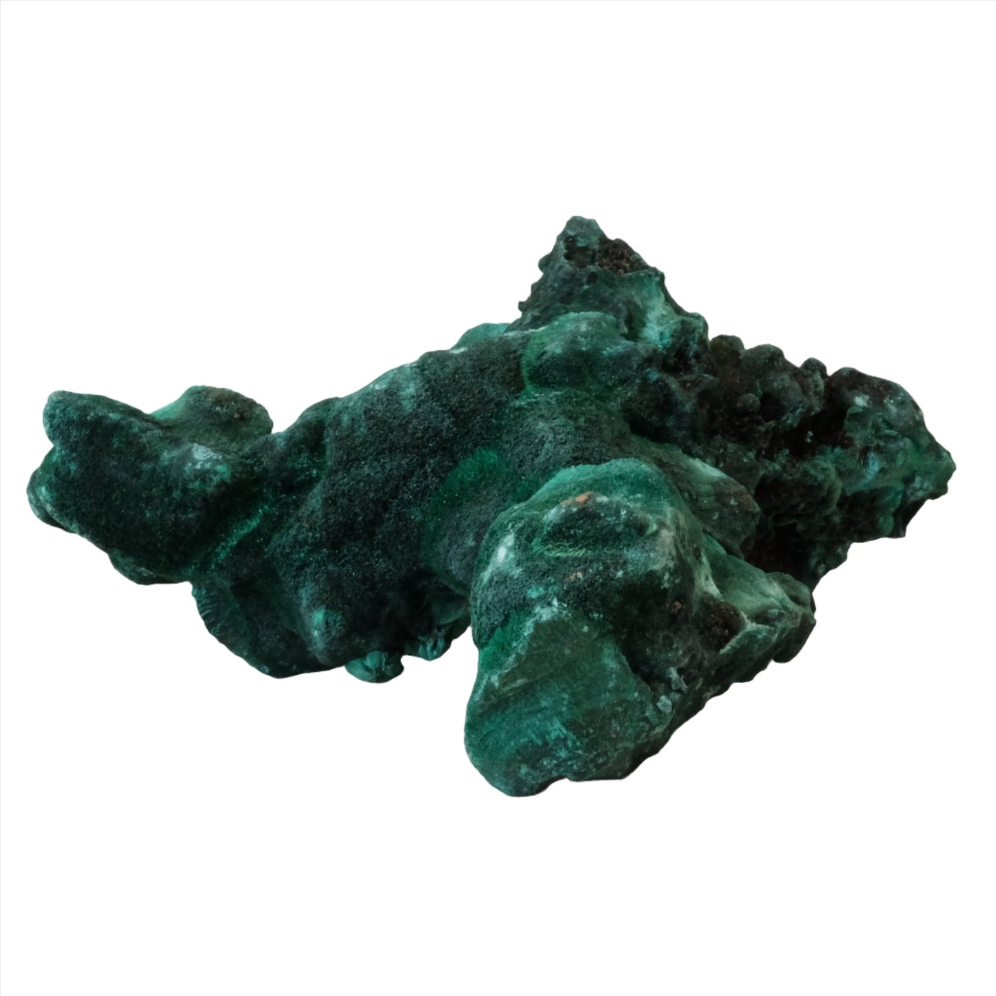 Raw malachite gemstone, vibrant green, natural form, 333g, believed to have detoxifying and healing properties.
