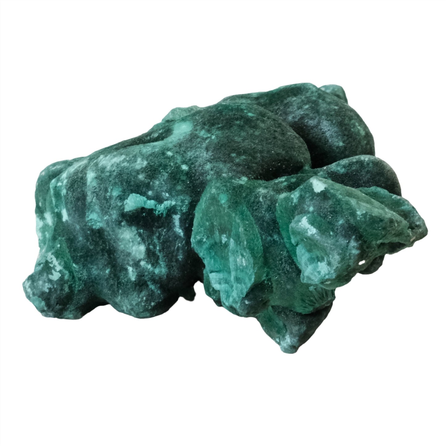 Raw green malachite gemstone, 218g, believed to have healing and detoxifying properties.