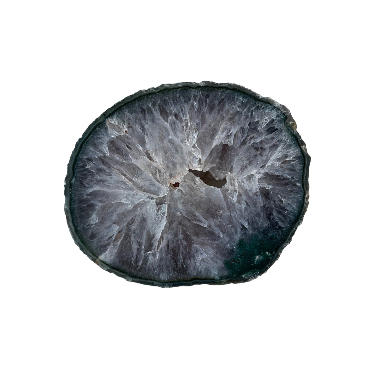 Natural agate slice with unique patterns, ideal for balancing body, mind, and spirit while enhancing aura and healing properties.