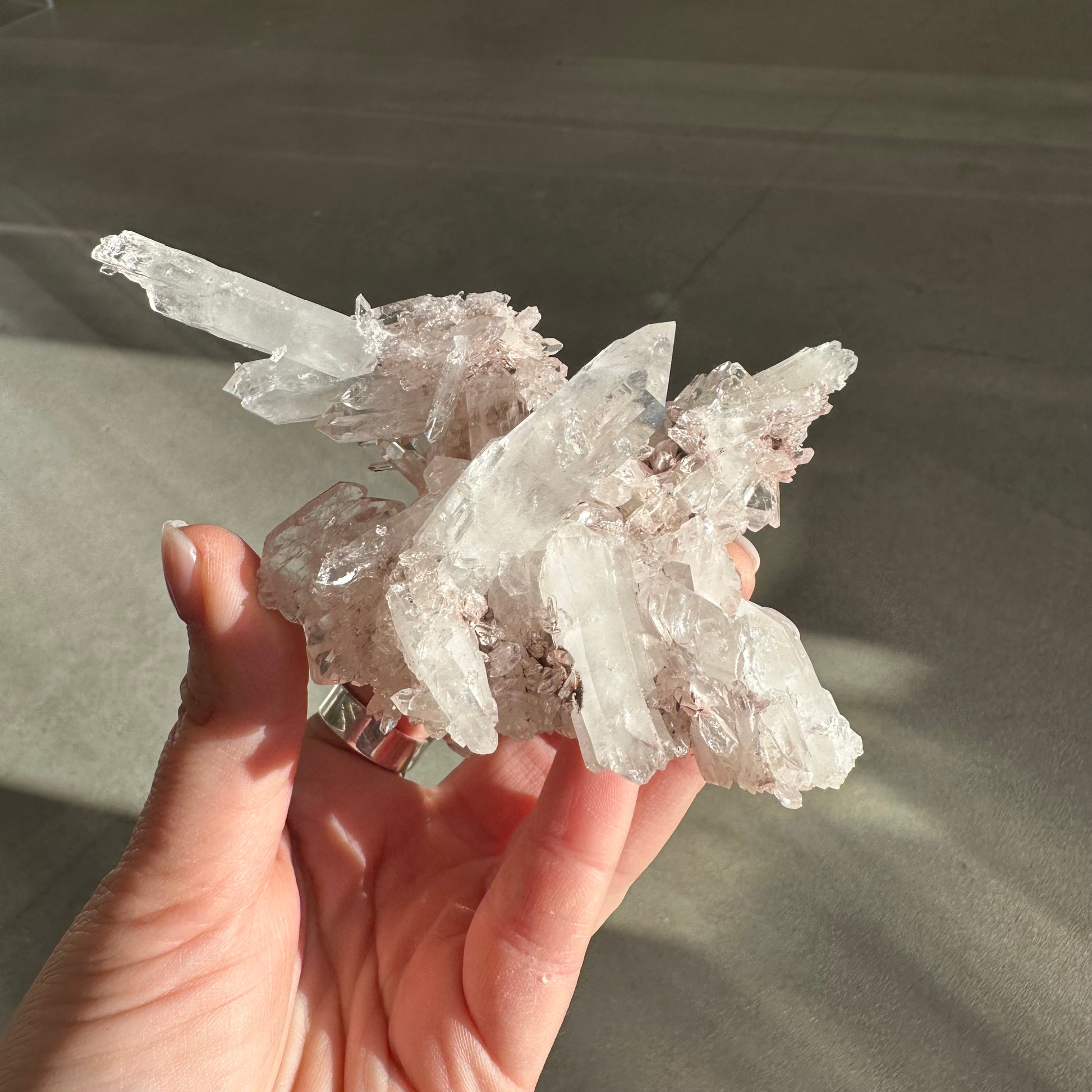 Pink Lemurian Quartz Cluster 156g