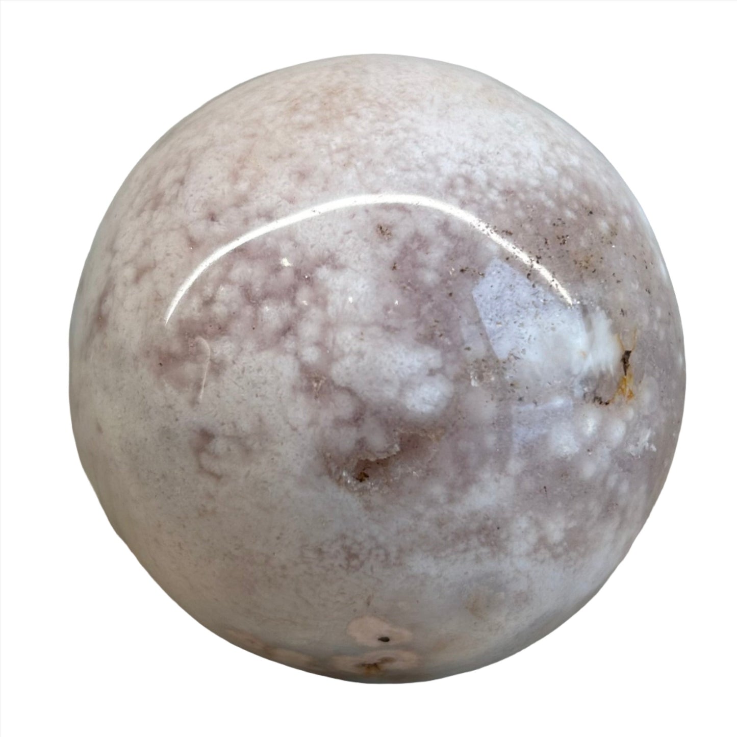 Pink Amethyst Sphere 651g with calming energy, known for healing properties, ideal for stress relief and skin conditions.
