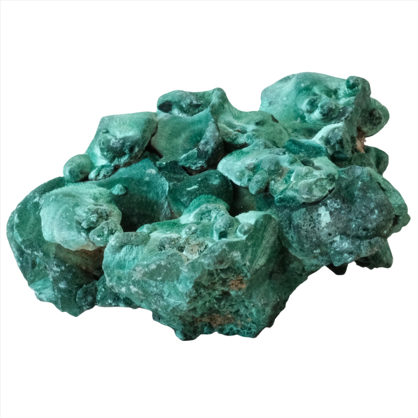 Raw malachite gemstone in natural form, vibrant green mineral, 305g, known for healing and detoxifying properties.
