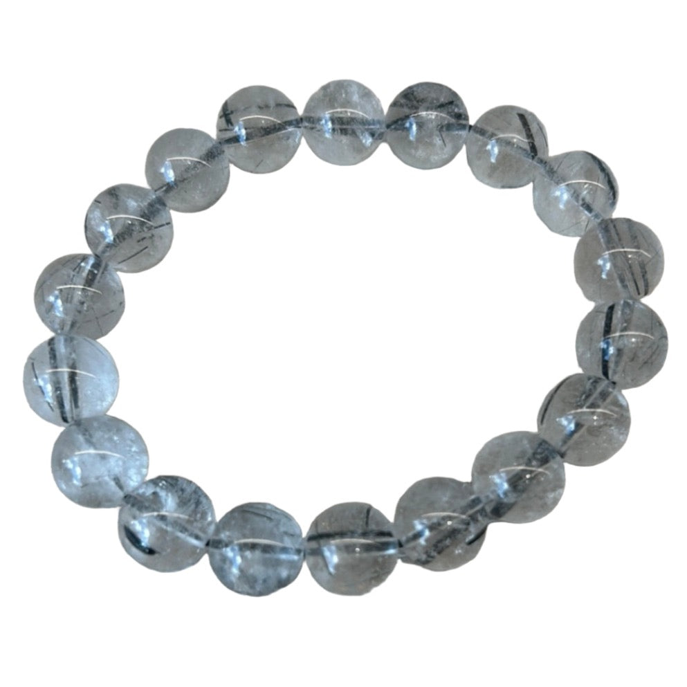 Rutilated Quartz Bracelet 11MM with crystal beads for spiritual cleansing and energy protection.