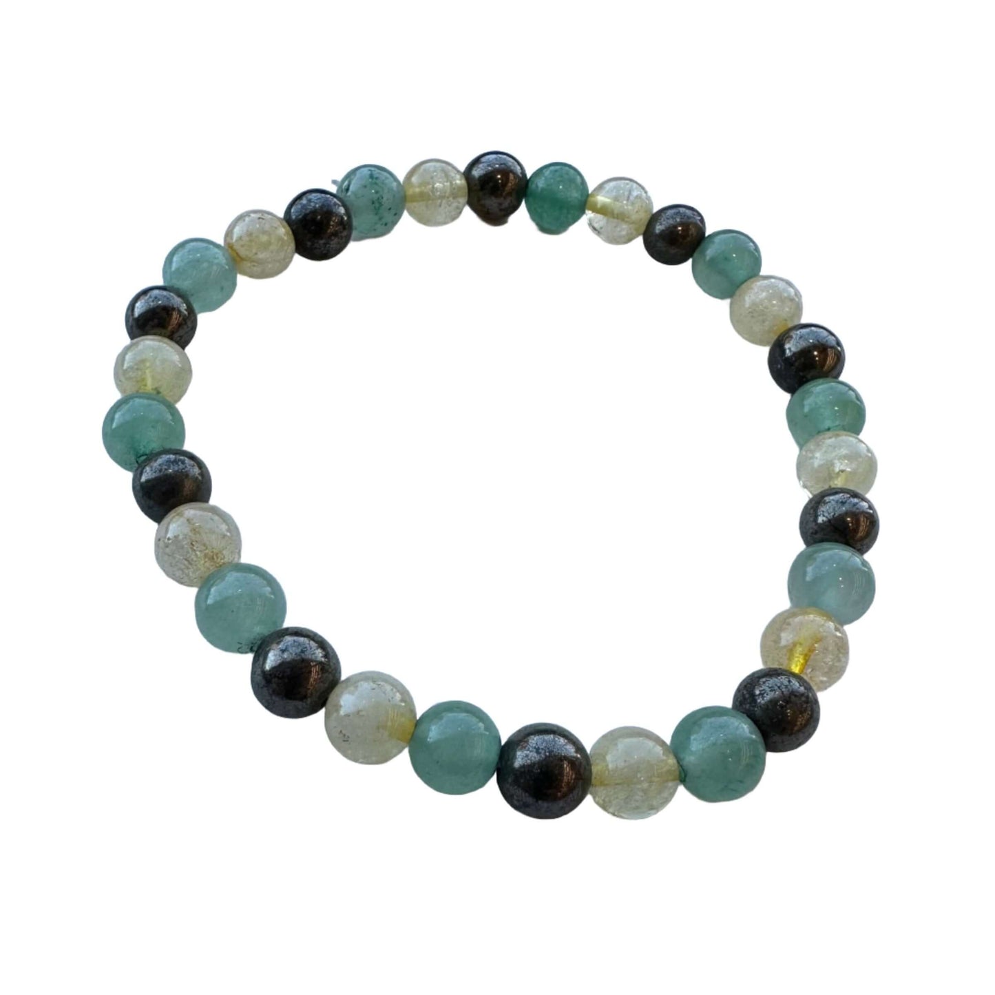 Green Aventurine, Citrine, and Pyrite bracelet 6MM for prosperity, success, and abundance.