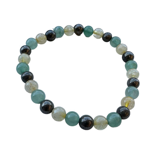 Green Aventurine, Citrine, and Pyrite bracelet 6MM for prosperity, success, and abundance.