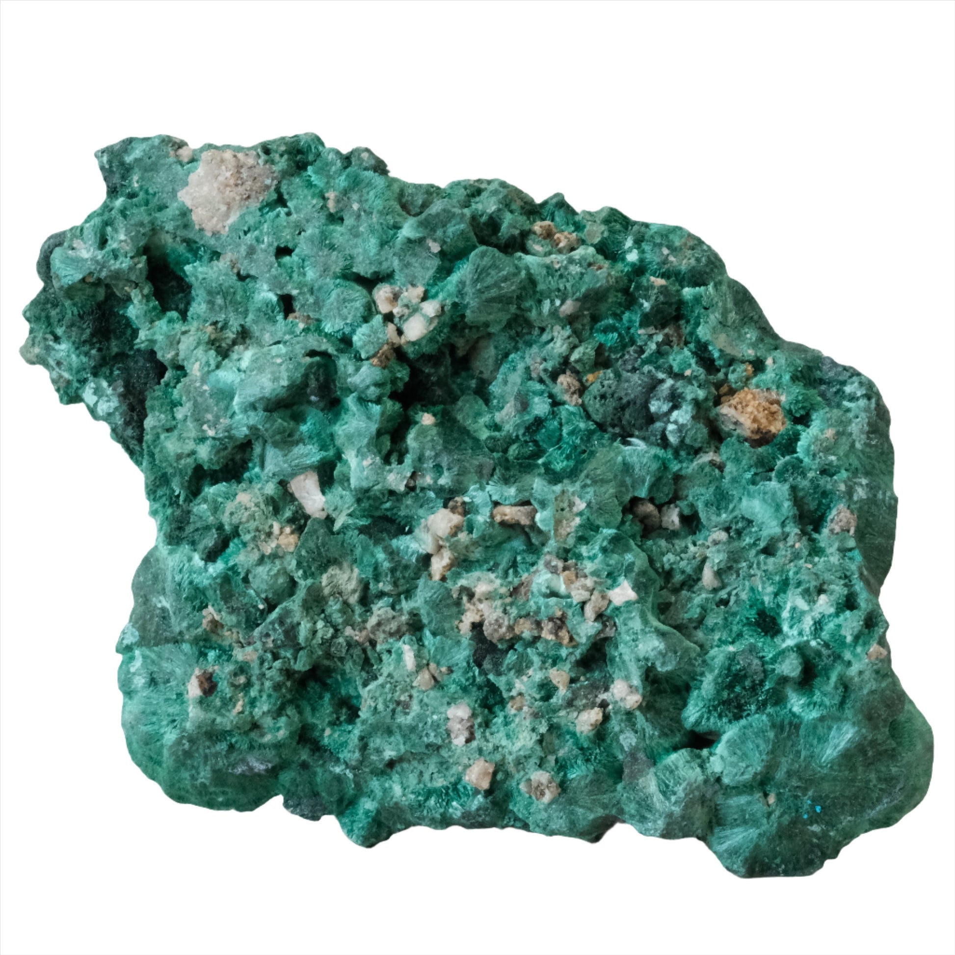 Malachite natural raw form gemstone, 368g, vibrant green crystal with potential healing properties.