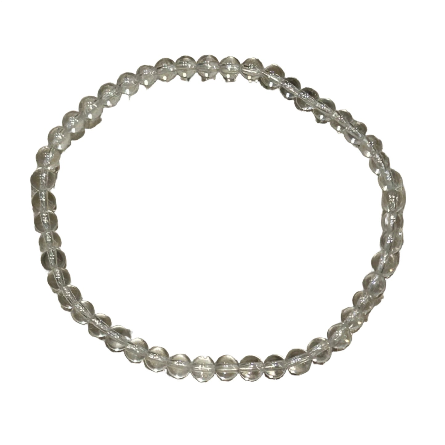 Clear quartz bracelet with 4mm beads, known for healing properties and enhancing clarity, perfect for any jewelry collection.