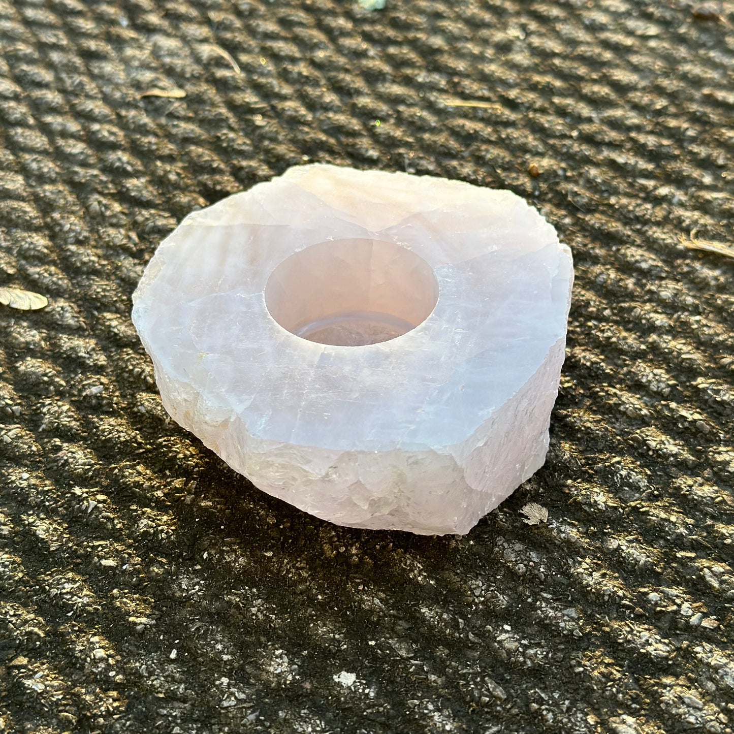 Rose Quartz Raw Edge Candle Holder