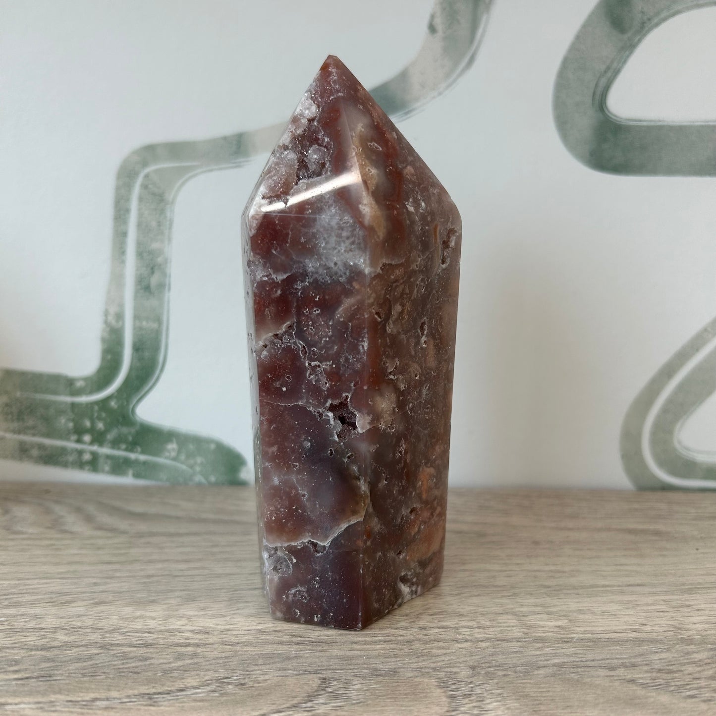 Agate Tower - 5.2" H Stone for Rebalancing, Cleansing Aura, Healing Eyes, Stomach, Uterus, Strengthening Blood Vessels, Natural Crystal