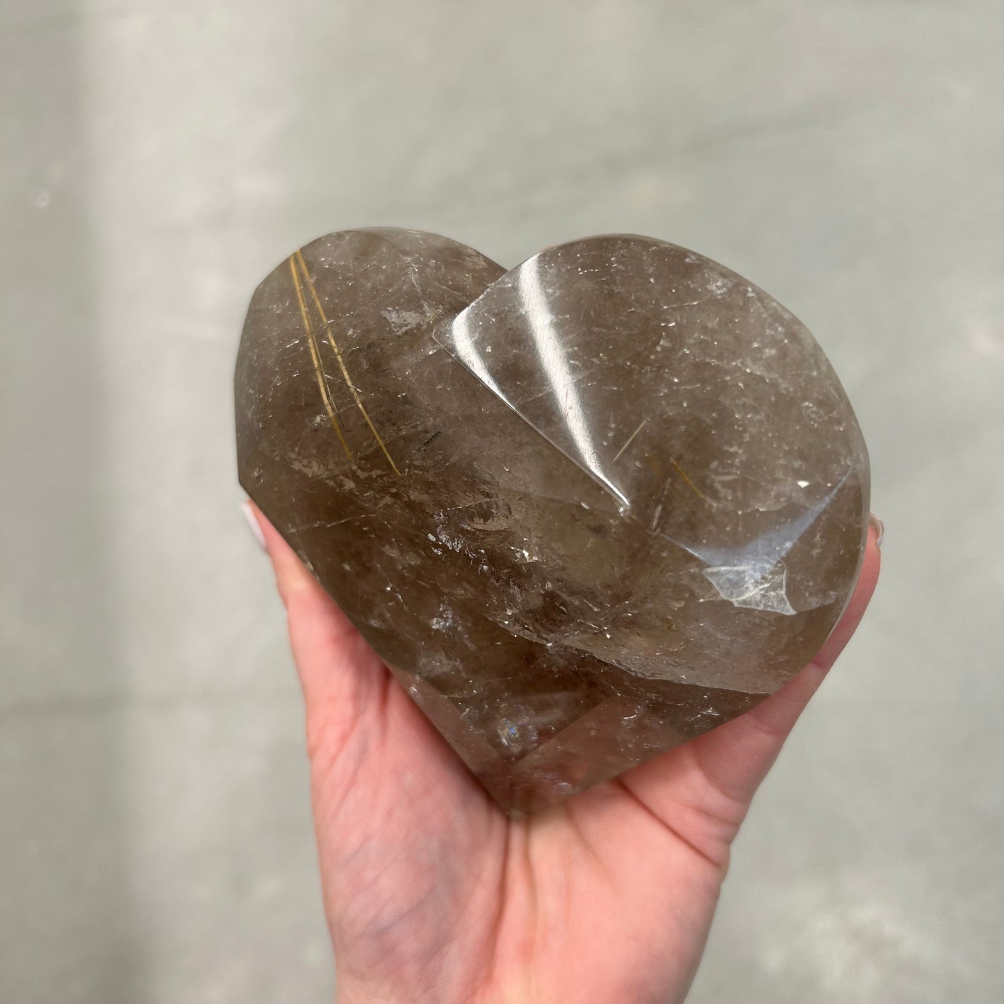 Smoky Quartz Rutilated Faceted Heart 622g