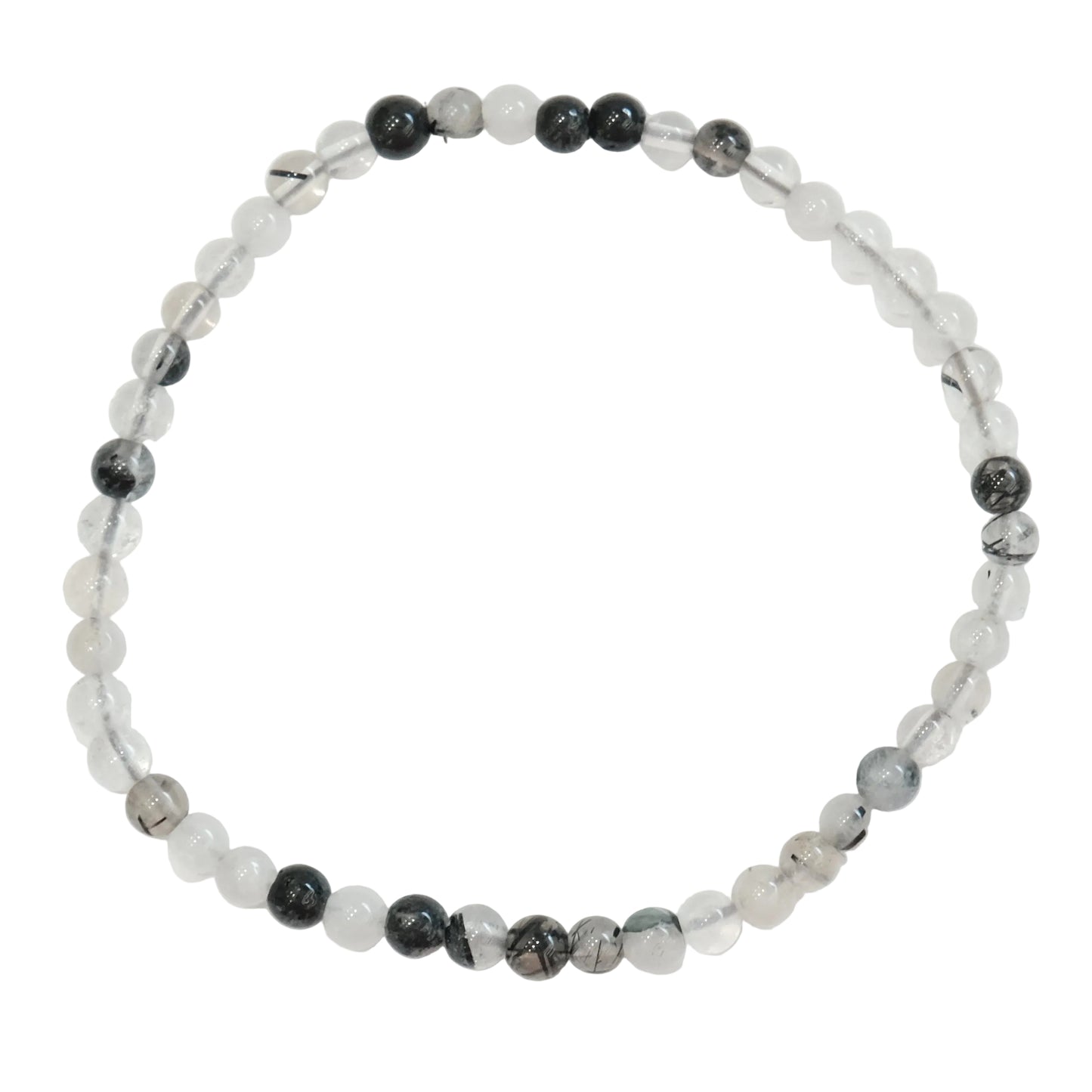 Black Tourmaline Rutile Quartz Bracelet 4 mm - Ultimate Protection & Grounding
