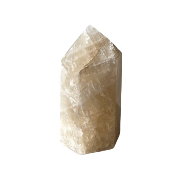 Citrine tower crystal, 2.68 oz, known for attracting wealth, enhancing intuition, and boosting self-esteem.