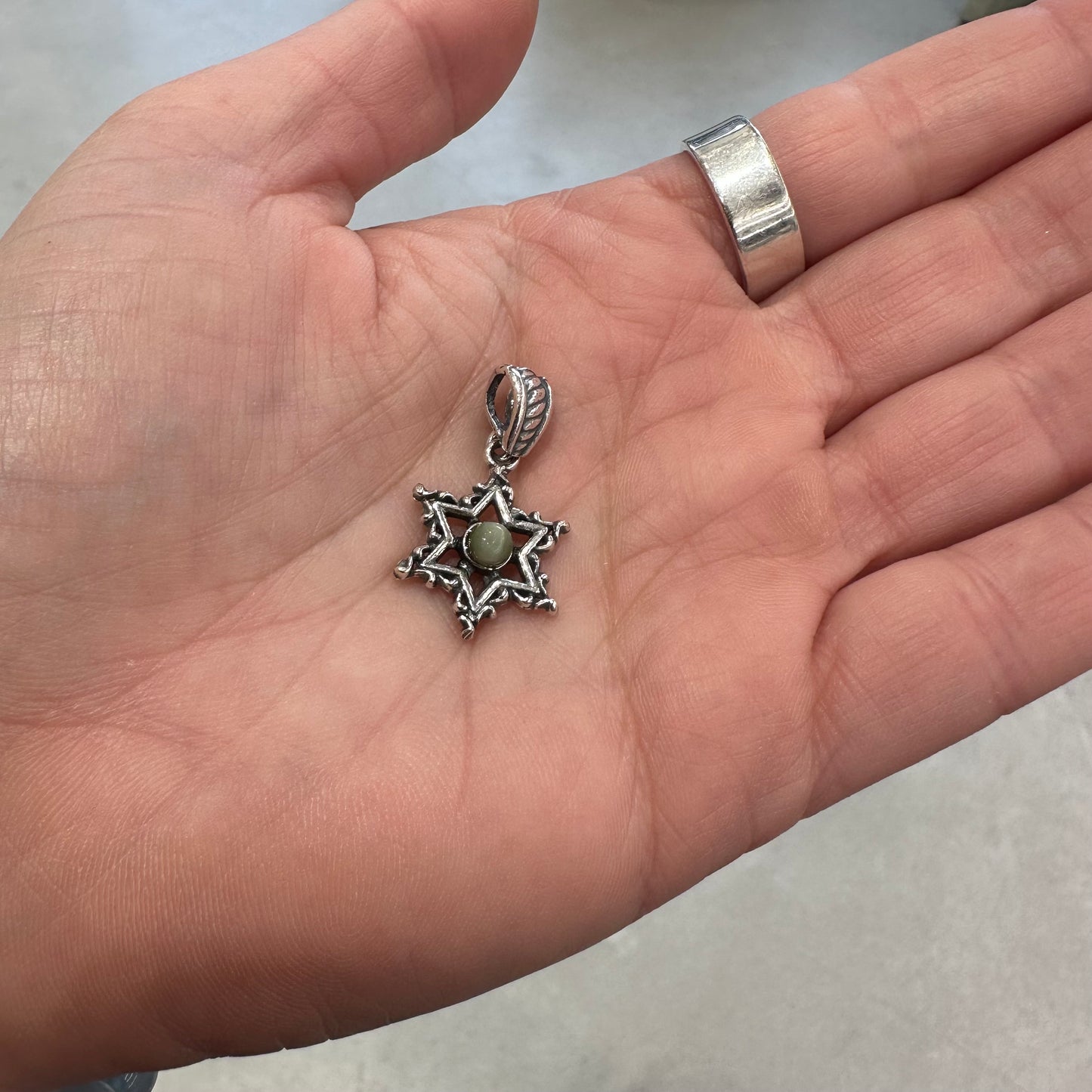 Cats Eye Chrysoberyl - Star of David Pendant Necklace
