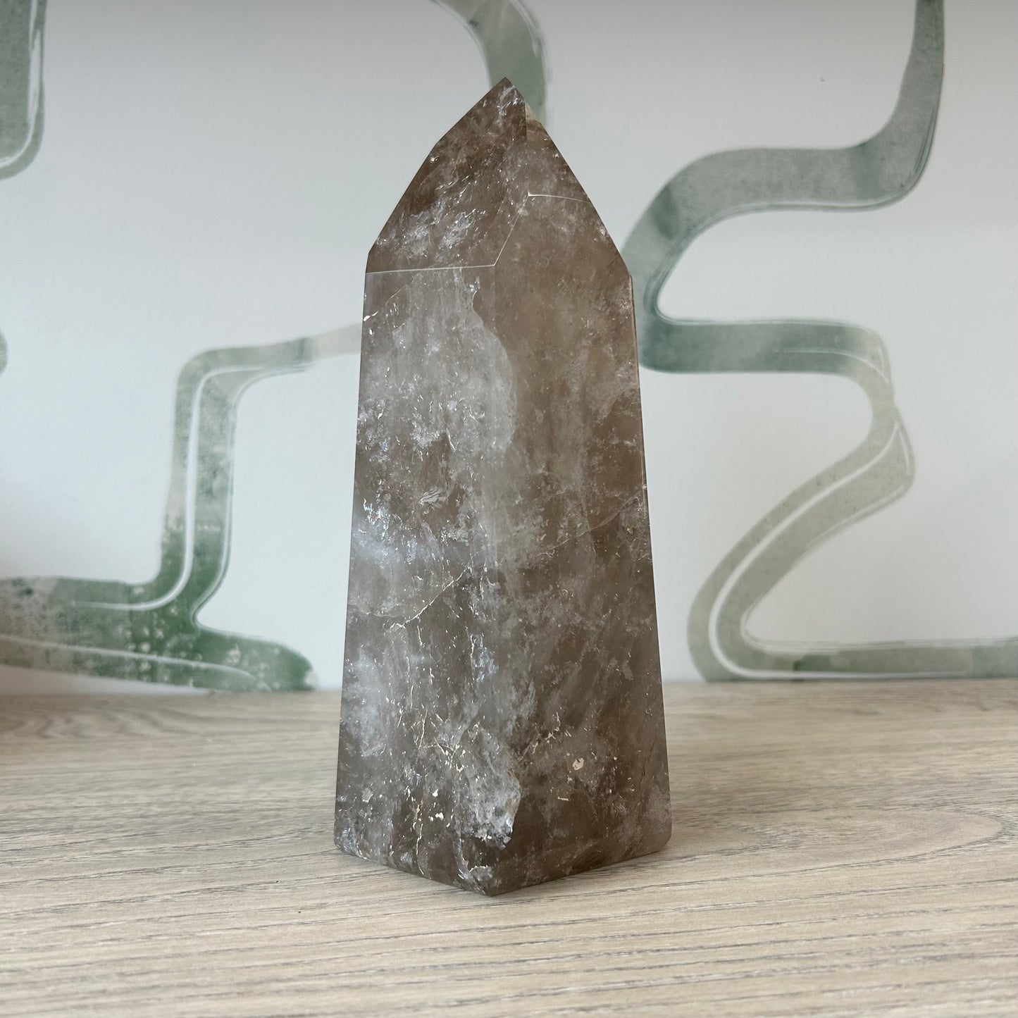Smoky Quartz Tower 1343g, a grounding crystal known for neutralizing negative energies and promoting well-being.