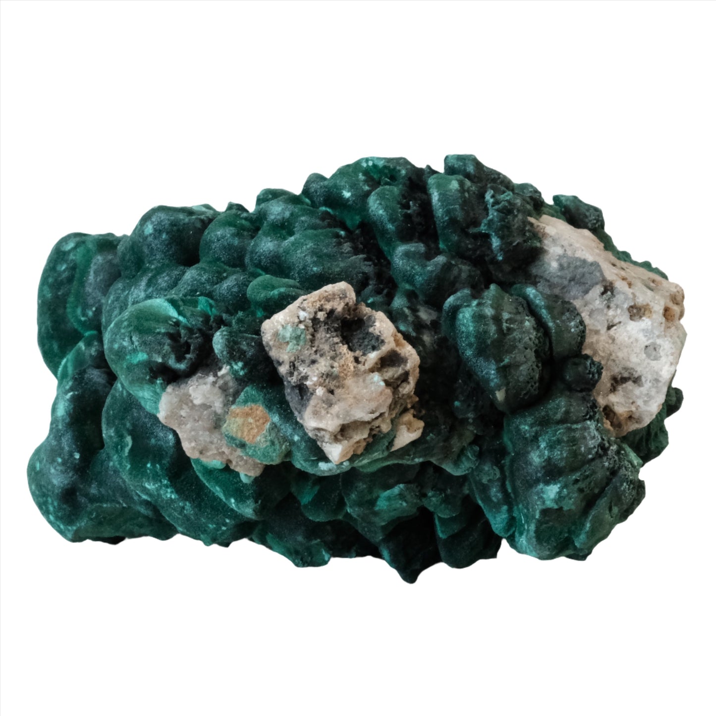 Raw malachite gemstone in natural form, vibrant green with healing properties, 510g weight.