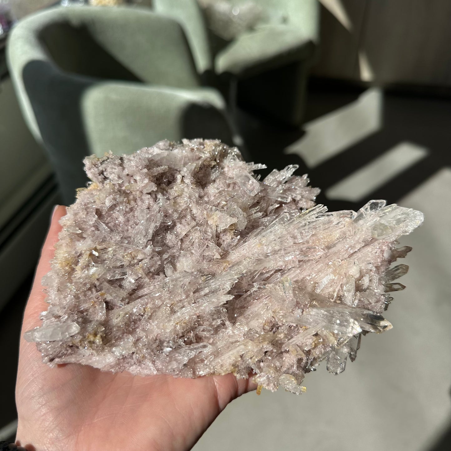 Pink Lemurian Quartz Cluster 590g