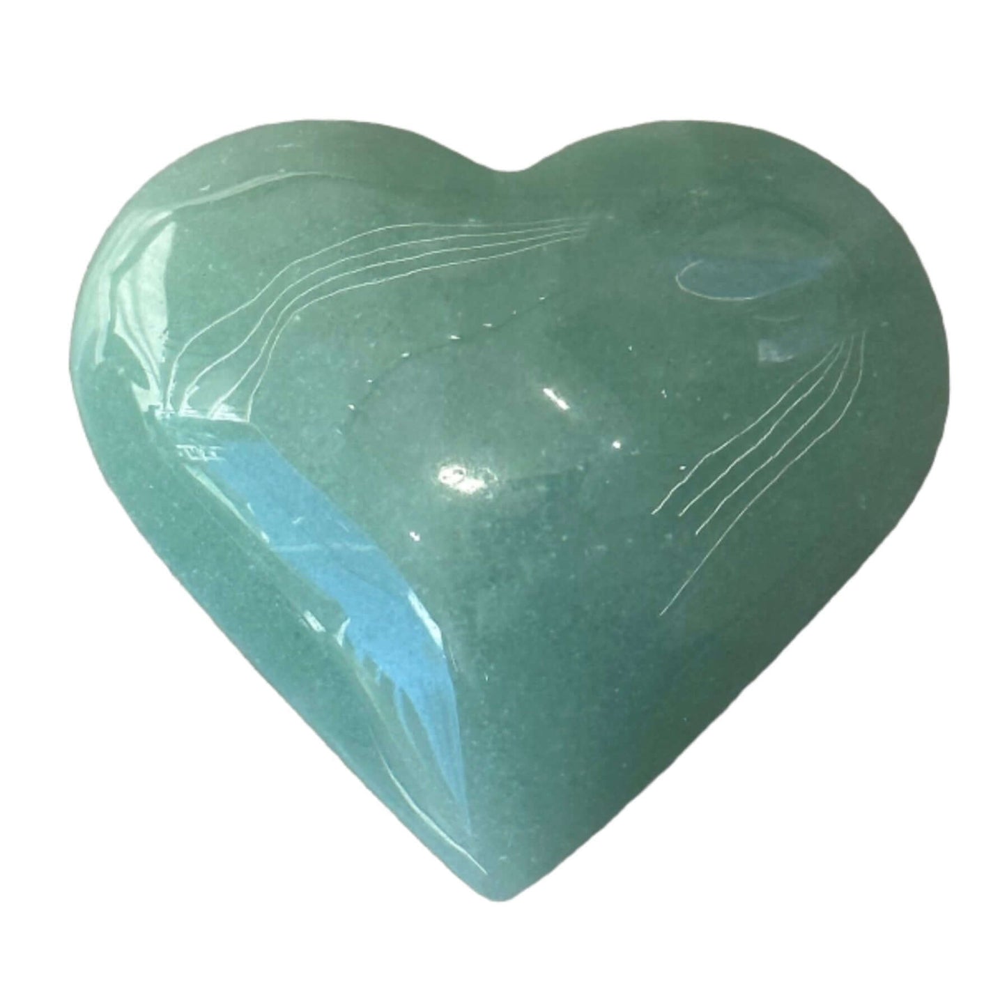 Green Aventurine heart stone, 91g, promoting healing and balance of energies with a smooth, polished finish.