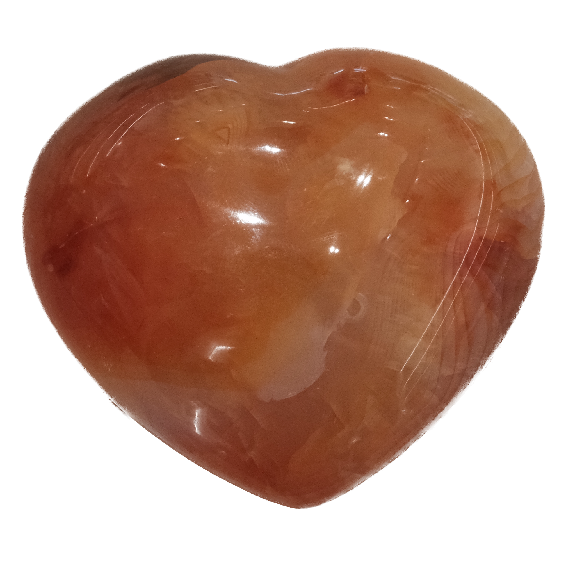Carnelian heart crystal 296g, boosts vitality, creativity, and courage, promotes healing and positive life choices.