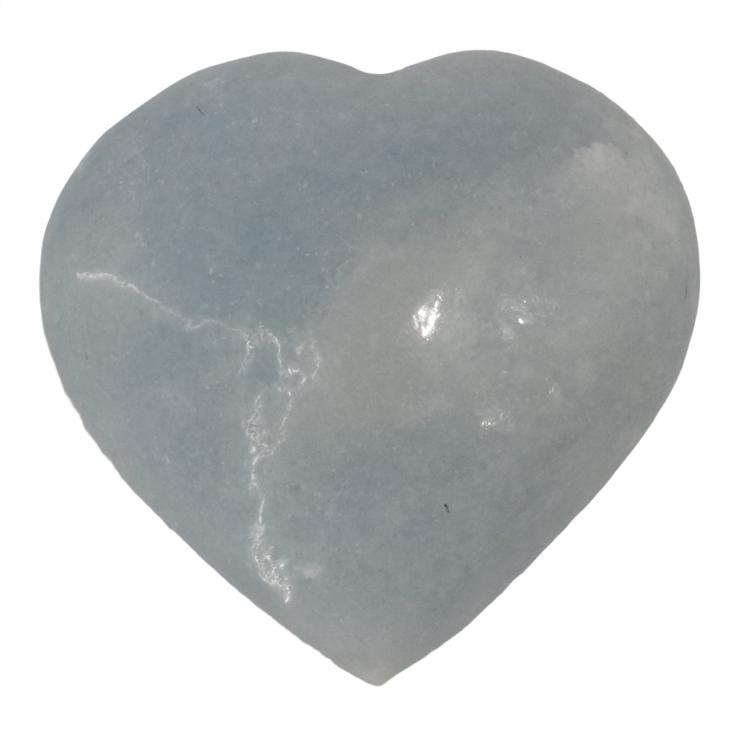 Blue Calcite heart stone, 424g, promoting healing, relaxation, and clear communication. Ideal for throat energy center.