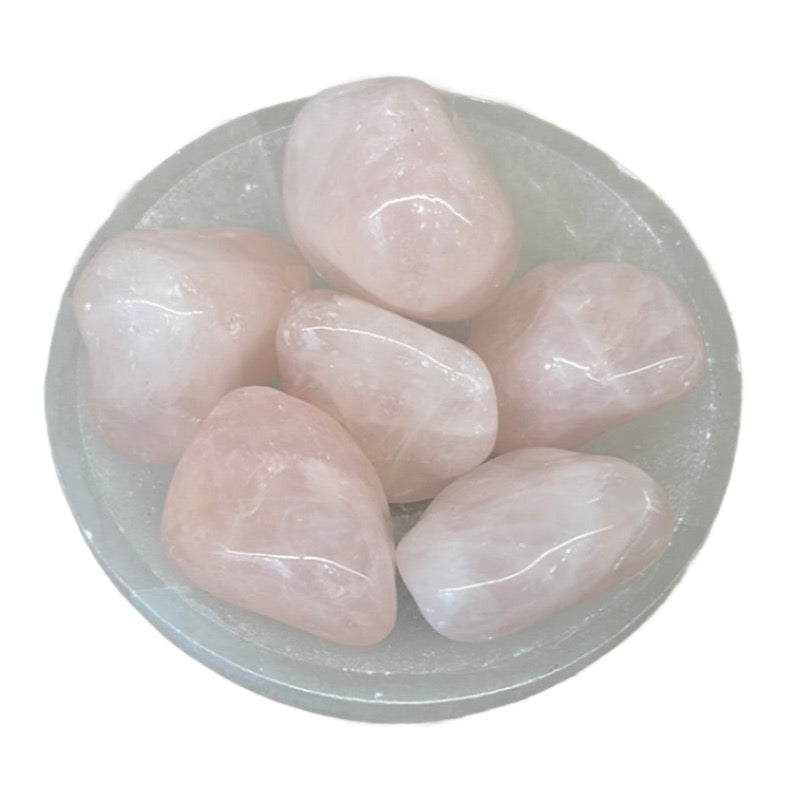 Rose Quartz Tumbled Stones 30-40MM for self-love, confidence, and heart healing benefits.