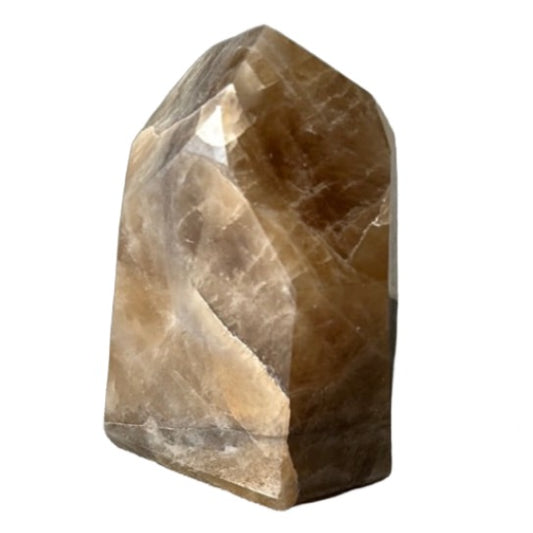 Citrine crystal tower, 5.63 oz, known for energizing life's aspects and attracting wealth and success.