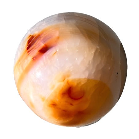 Carnelian sphere 182g, promotes creativity and vitality, aids healing, boosts fertility, and dispels apathy.