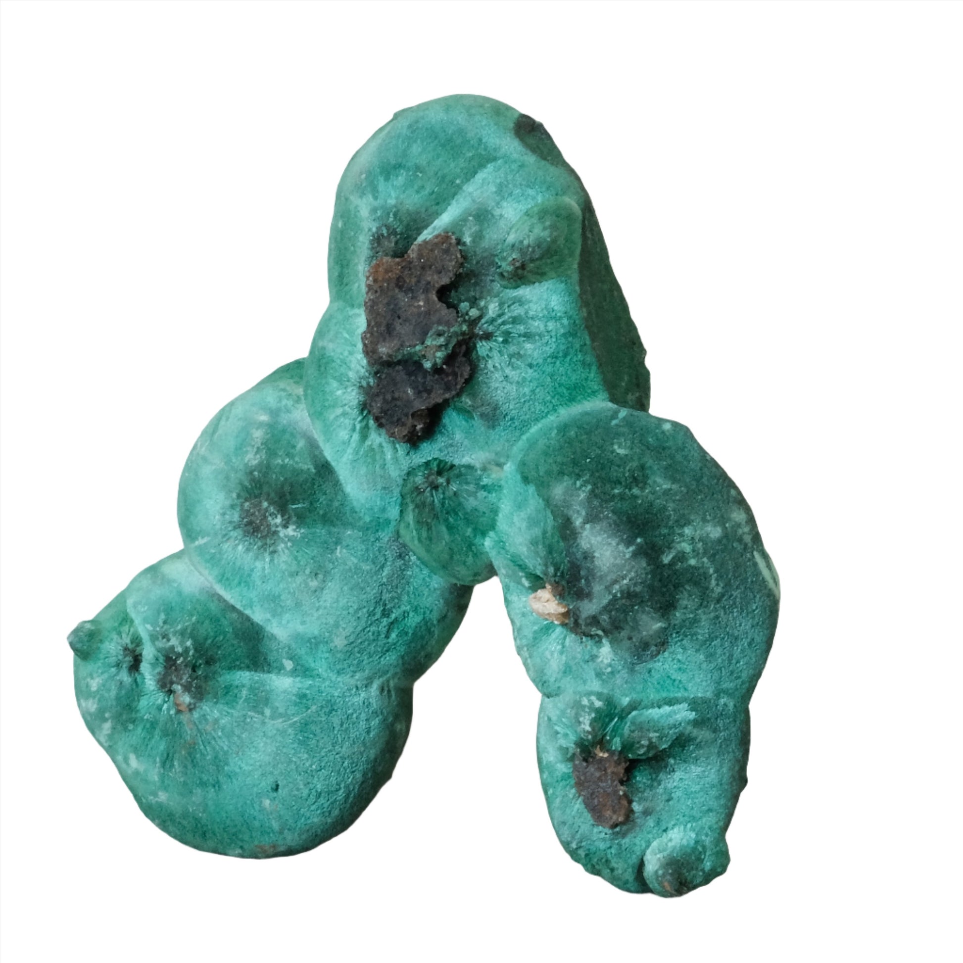 Raw malachite gemstone in vibrant green, 91 grams, showcasing natural formation and believed healing properties.