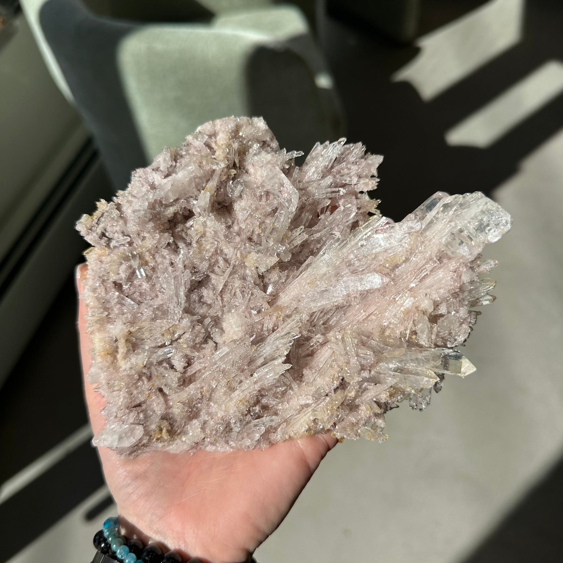 Pink Lemurian Quartz Cluster 590g