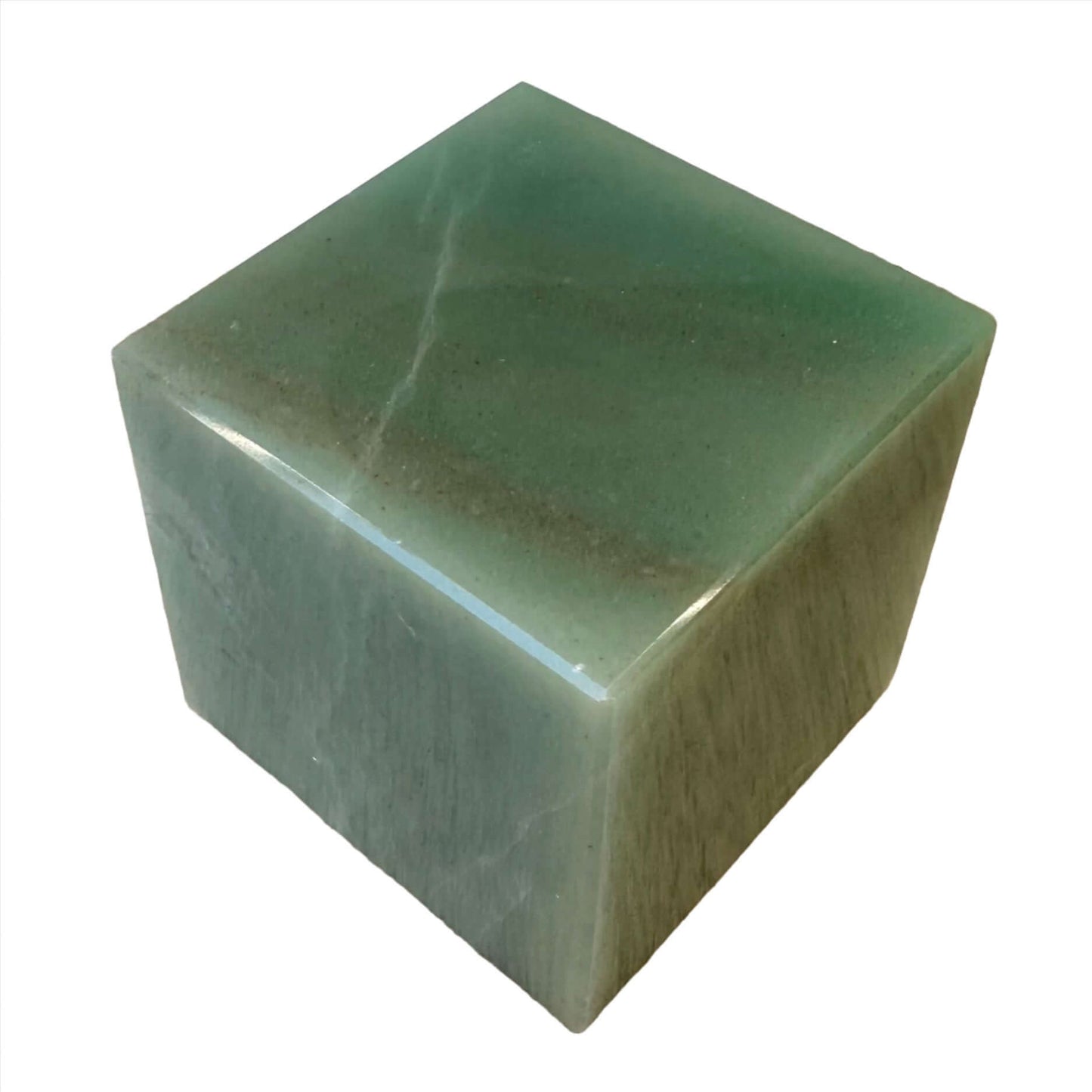 Green Aventurine cube weighing 426g, known for its healing properties and promoting compassion and balance.
