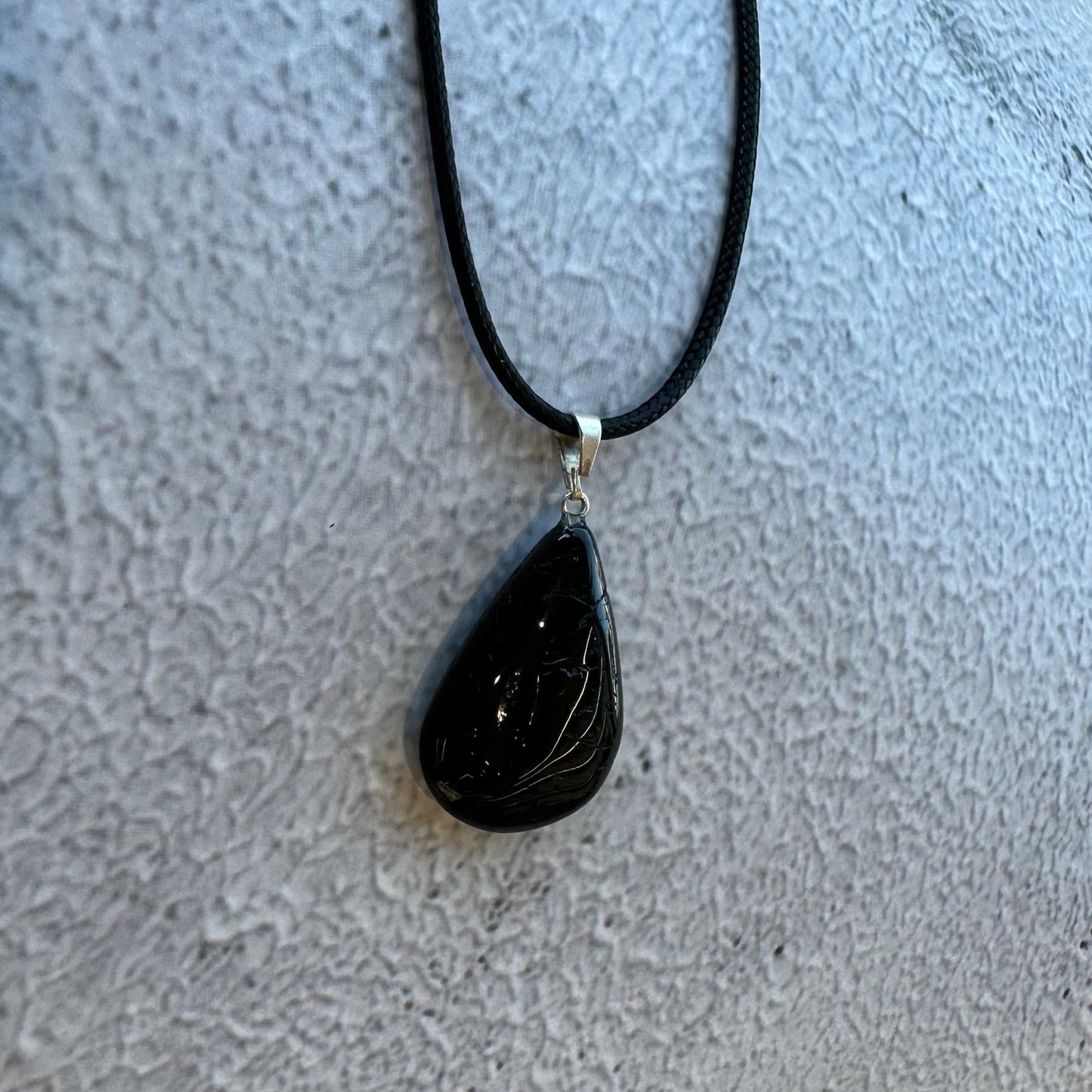 Black Tourmaline Teardrop Pendant Necklace