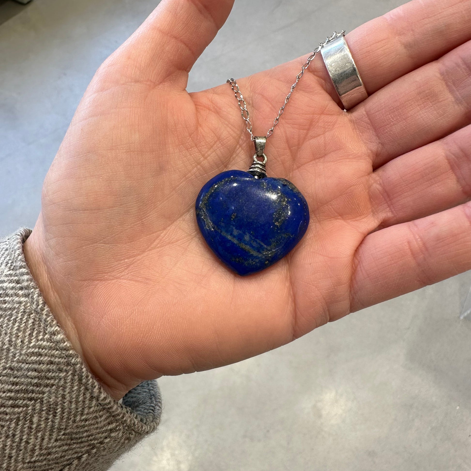 Lapis Lazuli Heart Pendant on a Chain Necklace