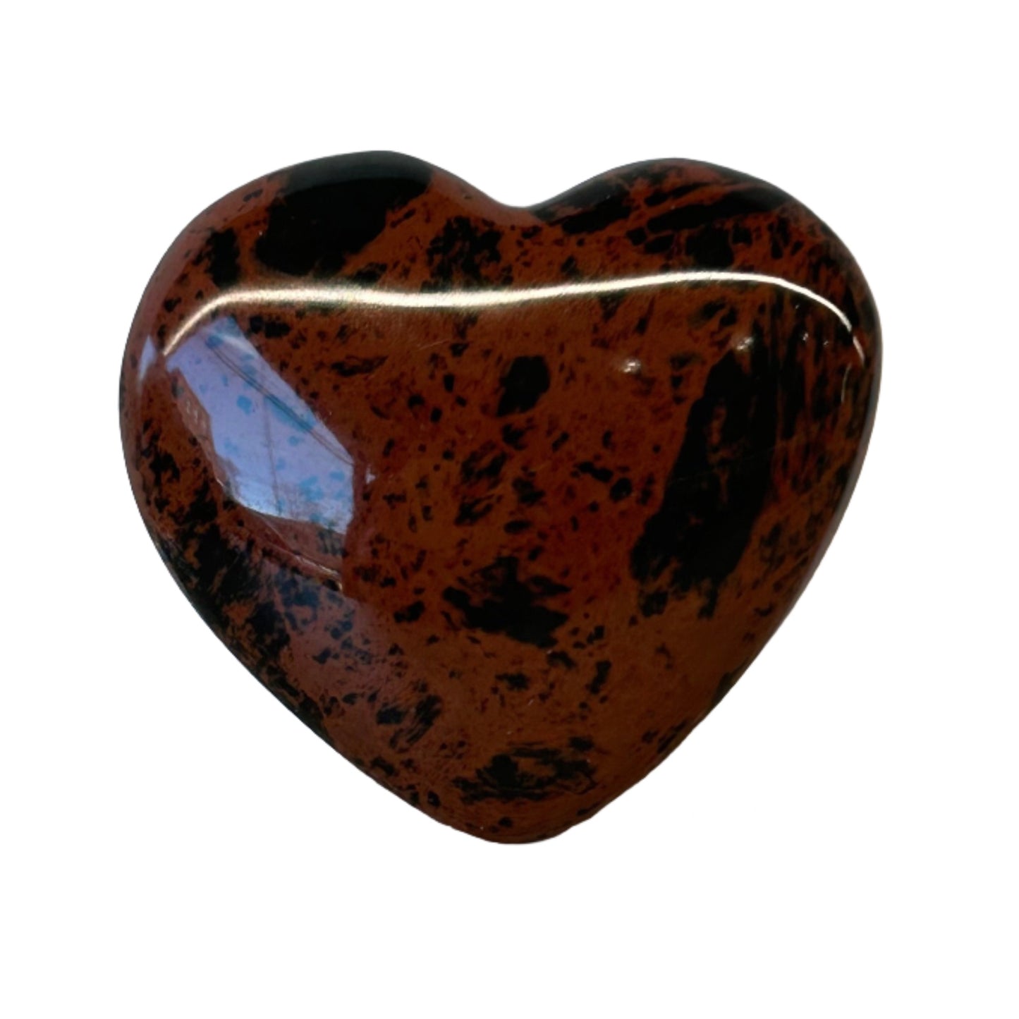 Mahogany obsidian heart crystal, promoting physical and emotional healing, approx 40MM, perfect for balance and inner peace.