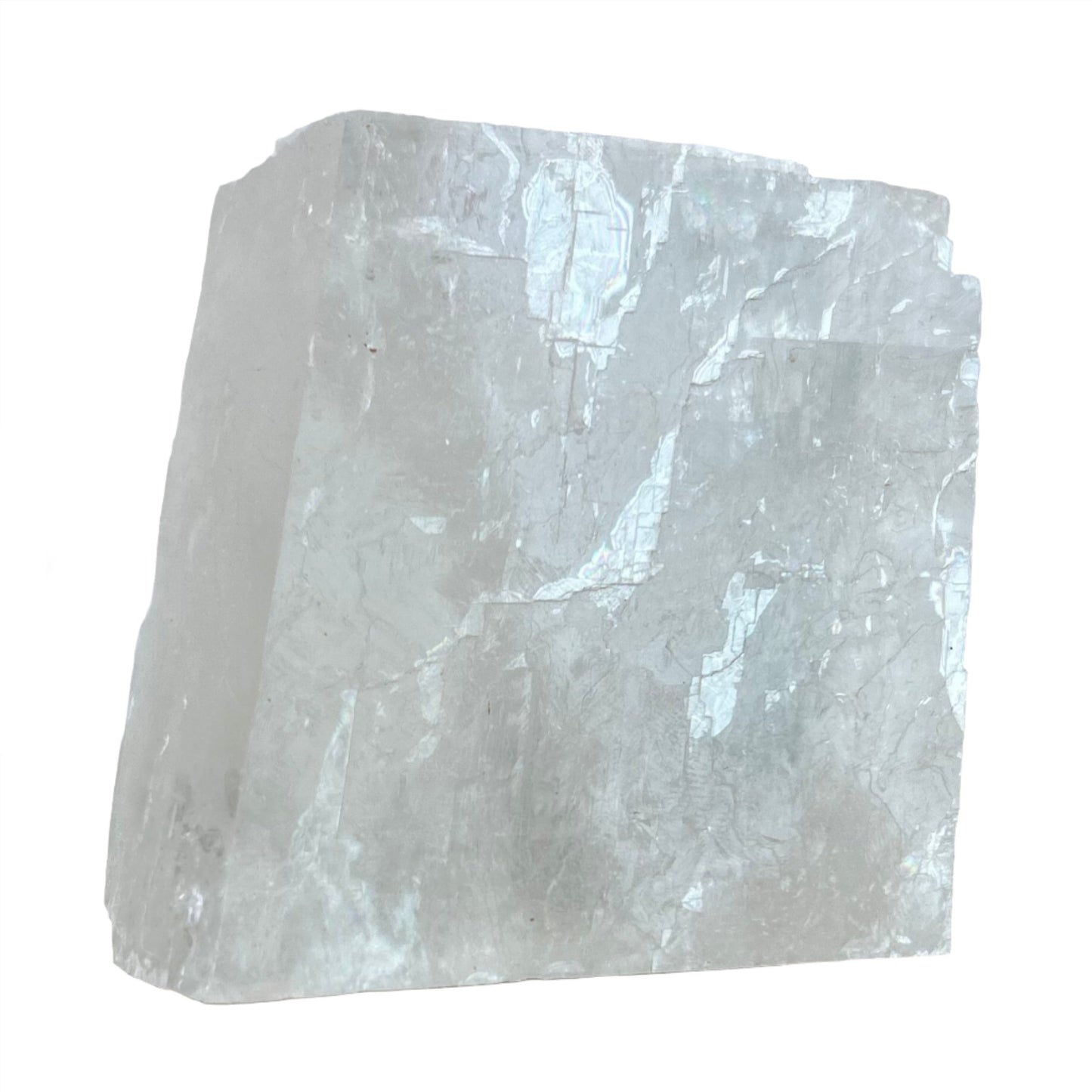 Raw Optical Calcite Iceland Spar crystal, 260g, known for healing and enhancing spiritual connections.