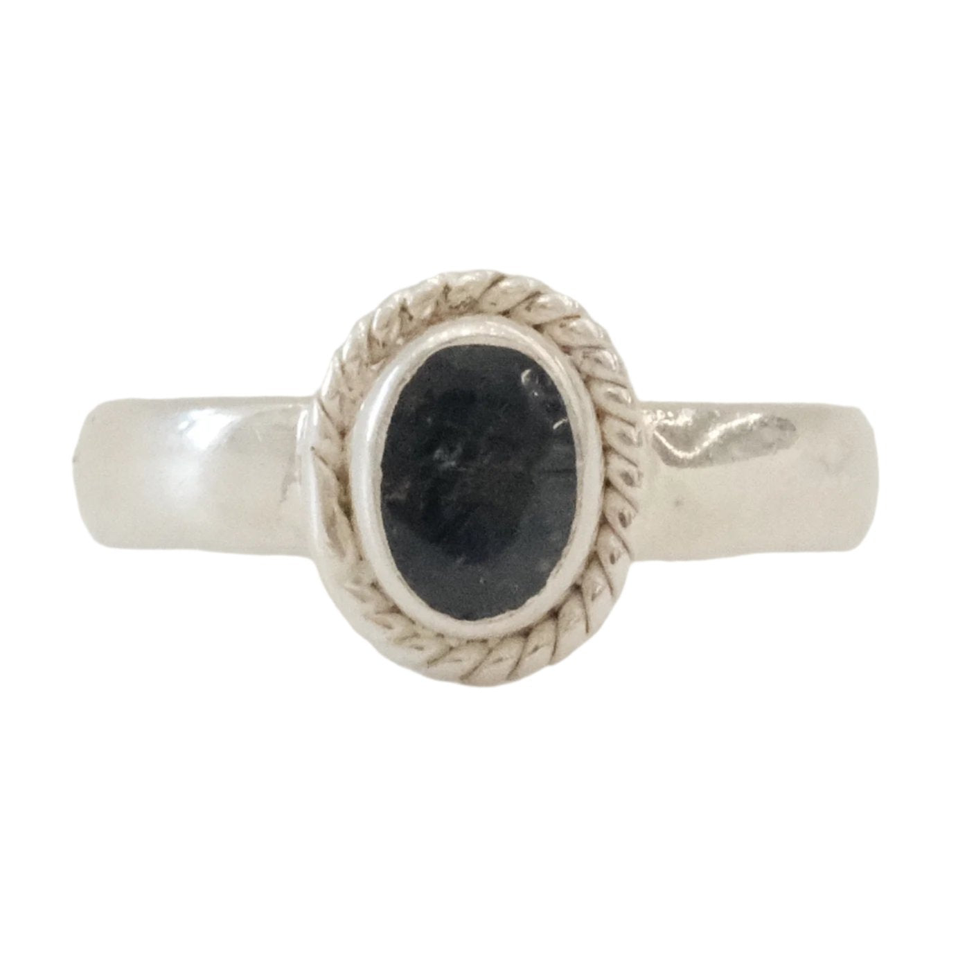 Oval blue sapphire sterling silver ring size 7, wisdom stone for mental clarity and spiritual balance.