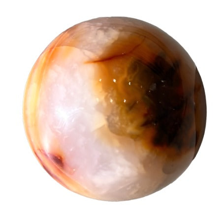 Carnelian sphere 182g, promoting vitality, creativity, and healing for body and mind.