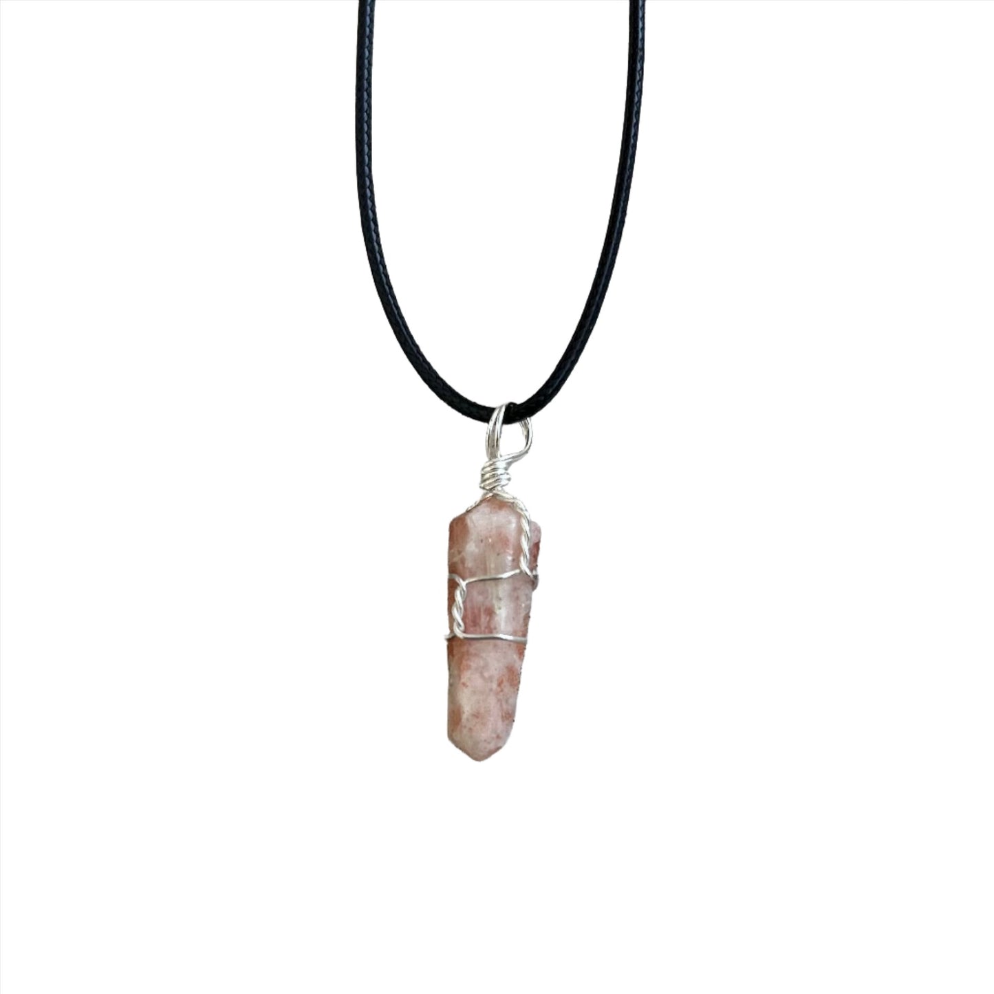 Sunstone Wire Wrap Pendant Necklace
