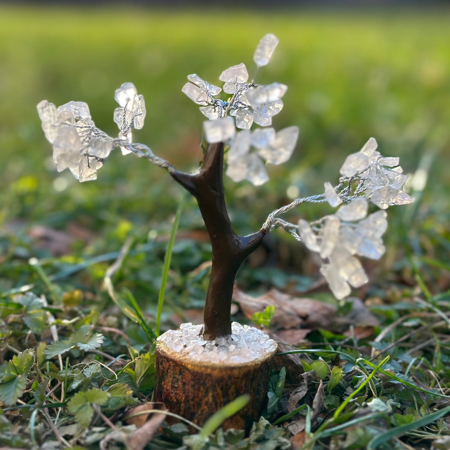 clear quartz gem tree 4.5-5" 60 Beads