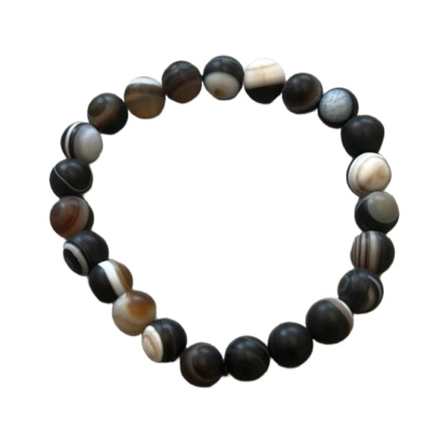 Banded Agate Bracelet 8MM for balance and harmony with natural stone beads.