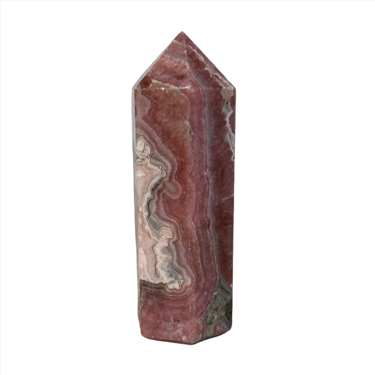 Rhodochrosite tower 70g, a crystal for emotional healing, heart opening, and positive energy. Ideal for wellness and balance.