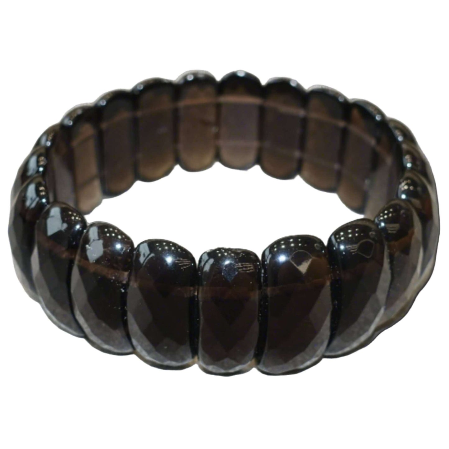 Smoky Quartz Faceted Bracelet 25MM for grounding, protection, and self-acceptance. Aids in digestion, cramps, and headaches.