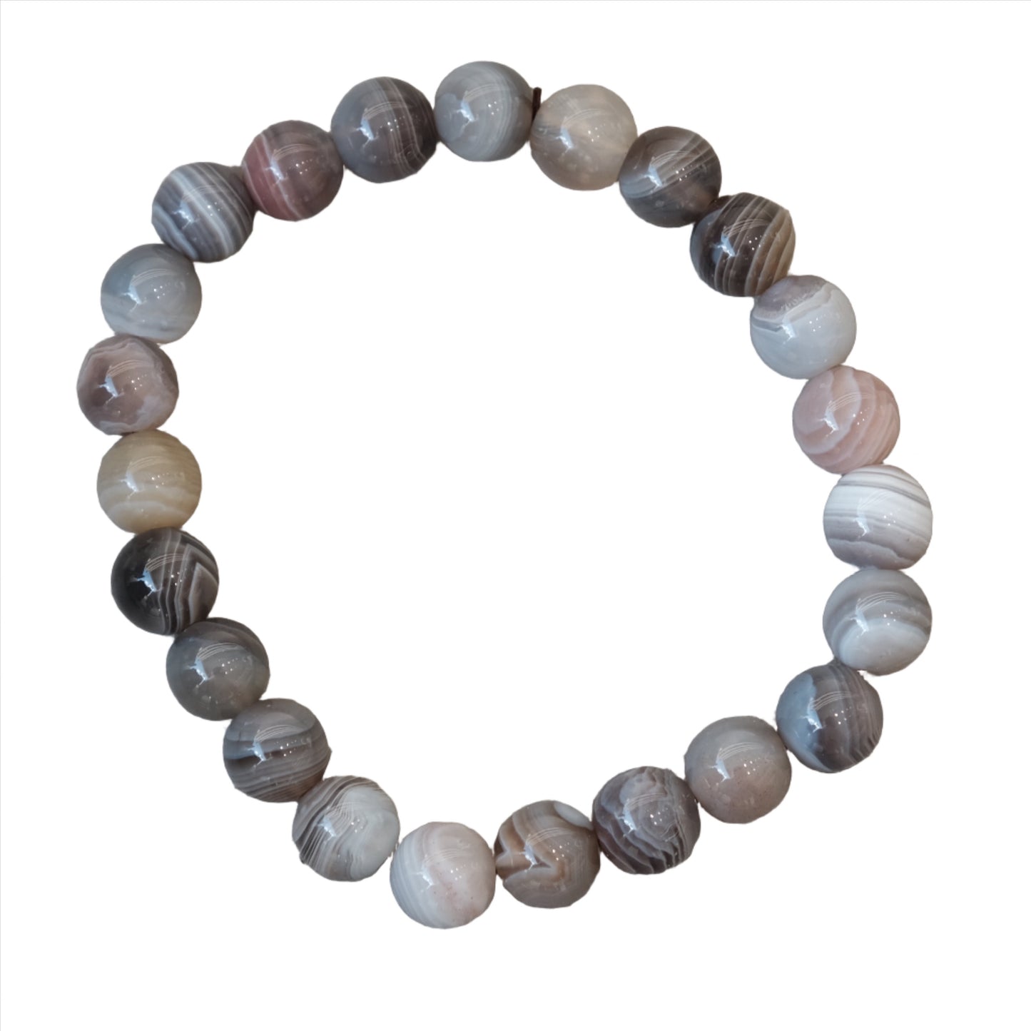 Botswana Agate Bracelet 8MM with natural healing beads in neutral tones, enhancing wellbeing and energy balance.