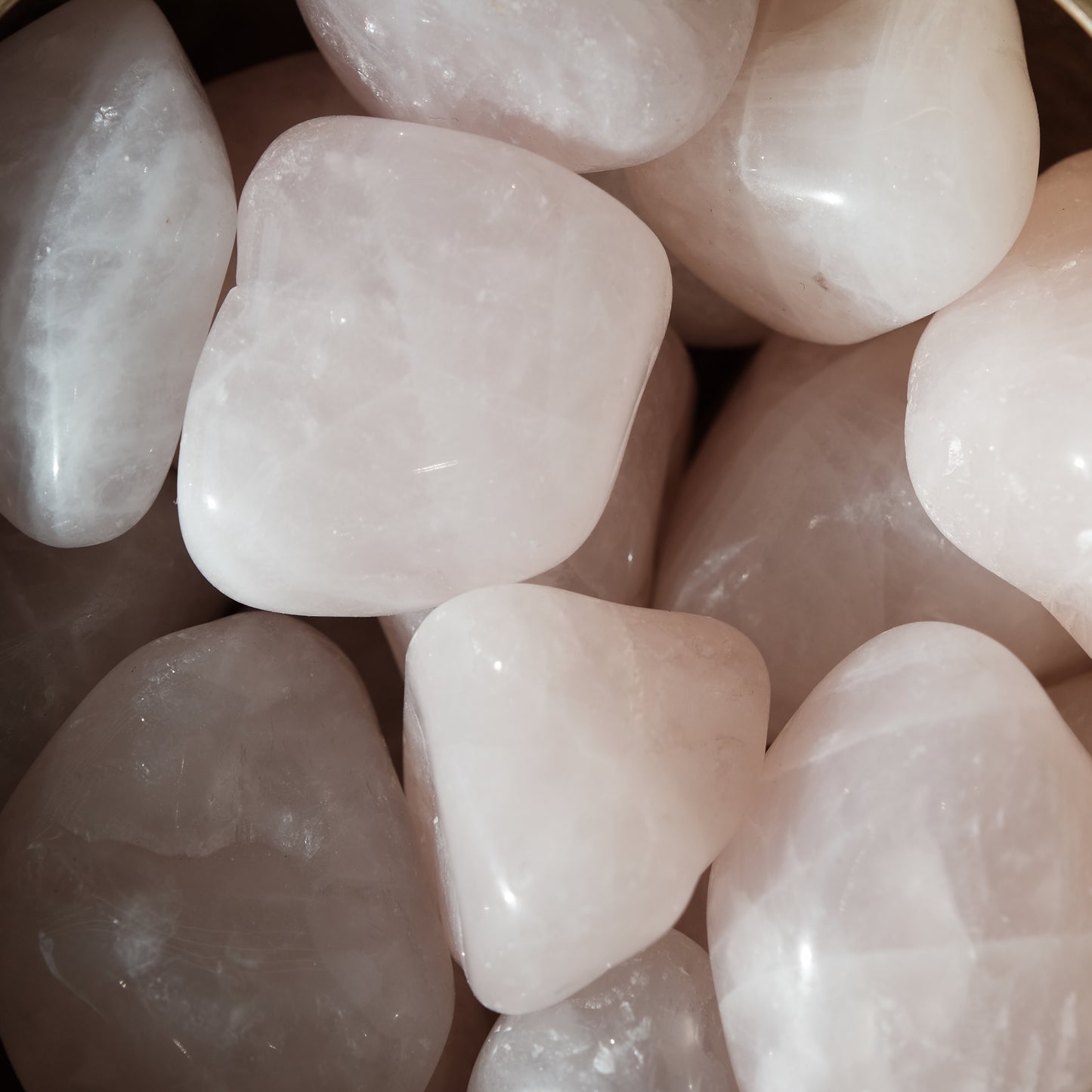 Rose Quartz Tumbled Stones 30-40MM for healing, self-love, and heart health with soft pink hues and smooth texture.
