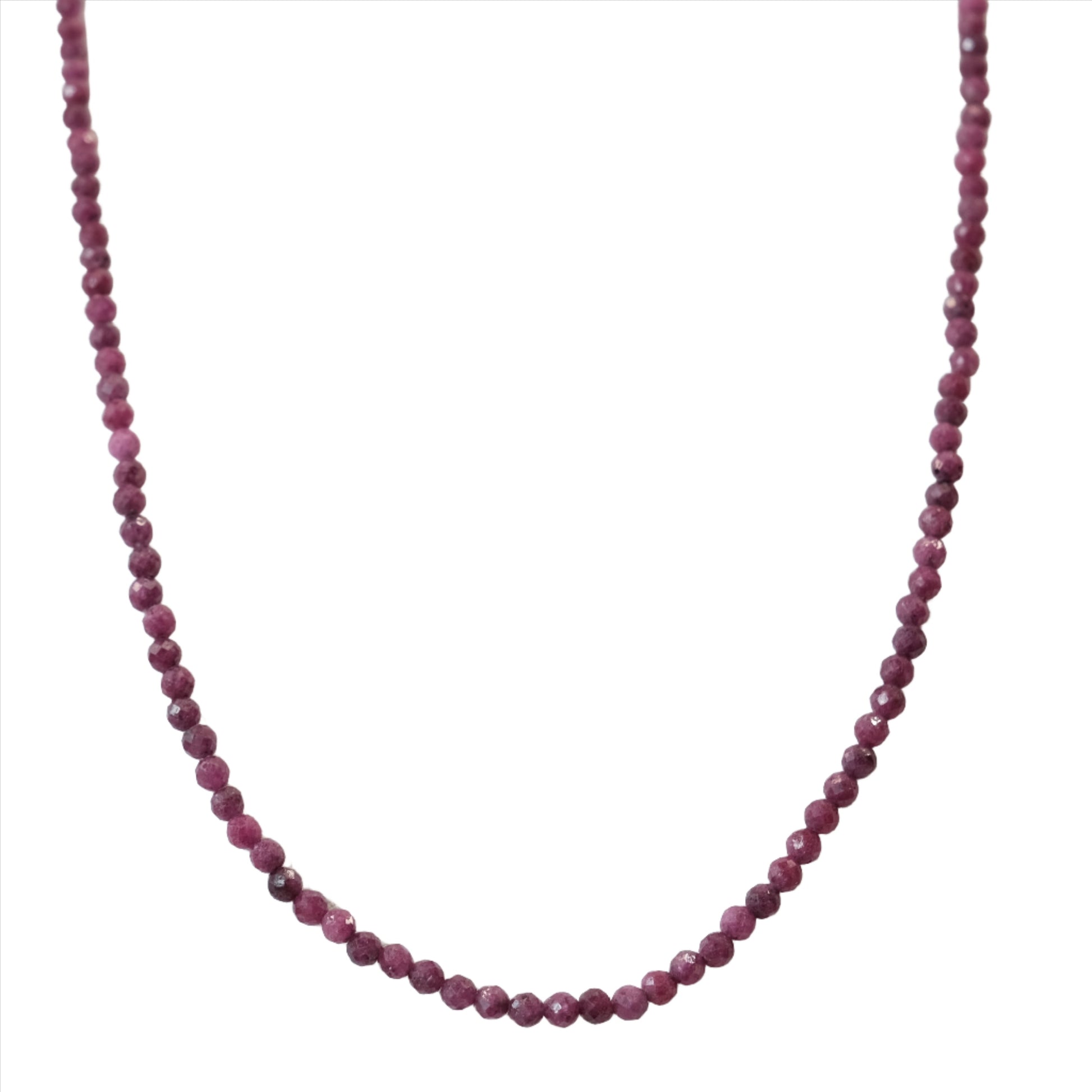 Ruby faceted 31" necklace multi wrap bracelet 3mm, enhances passion and motivation, featuring vibrant gemstones.